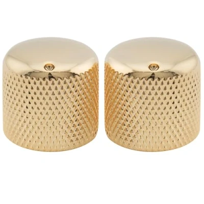 Image of Musiclily Pro Inch Fine 24 Splines Steel Dome Knobs Push on Control Knob 18mm with Indicator Dot for USA Electric Guitar or Bass, Gold (Set of 2)