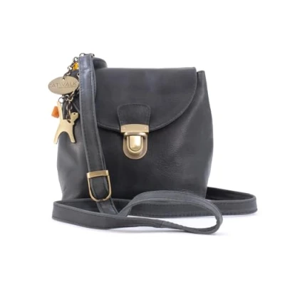 Image of Catwalk Collection Handbags Ladies Leather Cross Body Bag Small/Medium Handbag With Adjustable Shoulder Strap FRANKIE Black