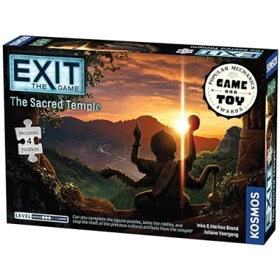 Image of Thames &amp; Kosmos EXIT: The Sacred Temple, Escape Room Game with 4 Jigsaw Puzzles, Board Games For Family Night, Adults and Kids, 1 to Players, Ages 10+