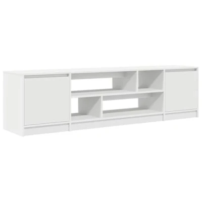 Image of vidaXL white tv cabinet 188.5x41x50cm engineered wood modern storage unit for living room/bedroom