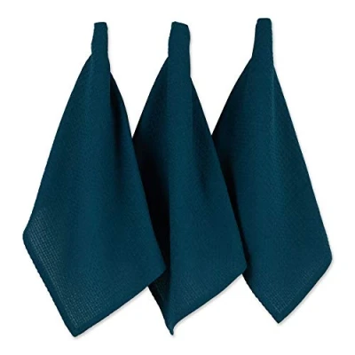 Image of DII Dish Towel Set, Cotton, Teal, 18x26