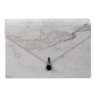 Image of Cathedral Products Elegant Marble Design 13 Pocket Expanding File Durable Cardboard Construction Elastic Loop Closure
