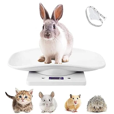 Image of Digital Small Pet Scale, Mini LCD Electronic Scale with Tape Measure, Multi Function Kitchen Bathroom Weight Measure Accurately for animals/Jewellery/Food(Up to 10kg)