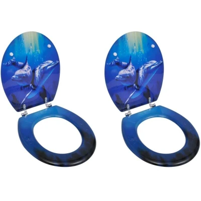 Image of vidaXL Toilet Seats with Lids 2 pcs MDF Dolphin