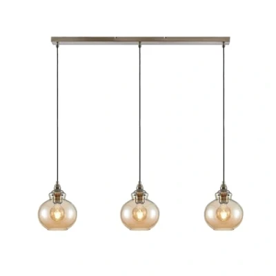 Image of Lindby pendant light Tymoni, 3 bulb, amber, glass, Ø 20 cm