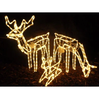 Image of Christmas Concepts® Rope Light Reindeer Family Large Stag, Doe + Baby with Warm White LED Lights Indoor/Outdoor Use 72 X 35 75CM doe: 77 17 45CM Baby: 45 12 35CM