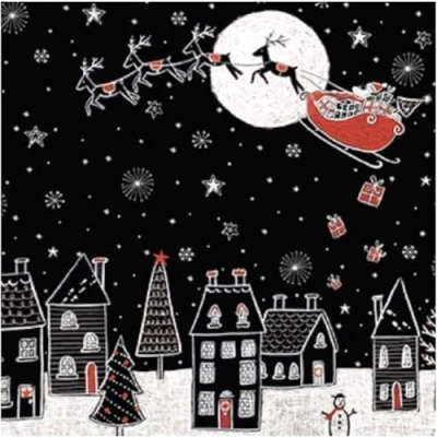 Image of Charity Christmas Cards Box of 20 Sold in Aid Shelter Artistic Festive Design Reindeer and Sleigh 10 Each 2 Designs Eco Friendly