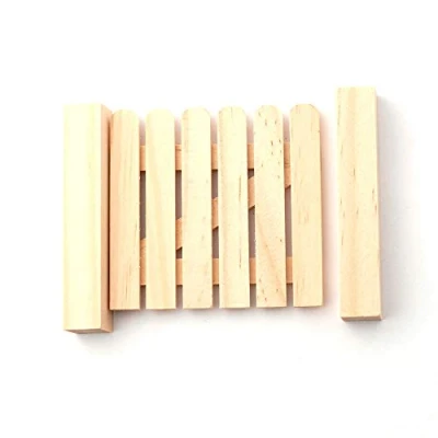 Image of Dolls House Small Gate Unfinished Bare Wood Miniature Garden Fence Accessory