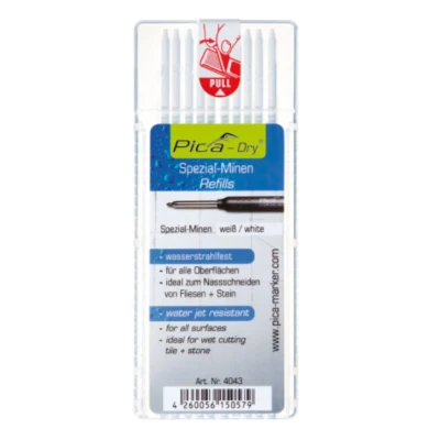 Image of Pica 4043 Set Of 10 White Refill Leads for 3030 Automatic Longlife Pencil