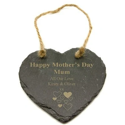 Image of County Engraving Personalised Slate Heart with Laser Engraved Multiple Hearts, Enter Your Own Custom Text