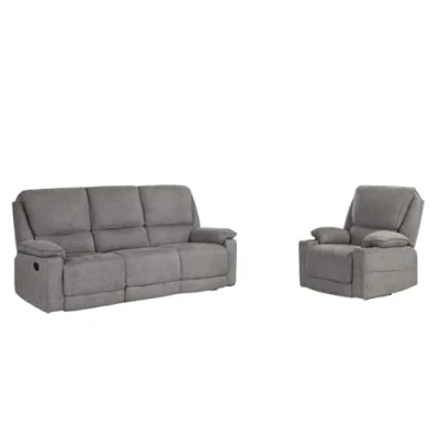 Image of More4Homes SYDNEY 1+3 SEATER FABRIC MANUAL RECLINER SOFA SET (Grey)
