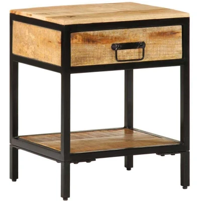 Image of vidaXL Bedside Cabinet 40x35x50 cm Solid Wood Rough Mango