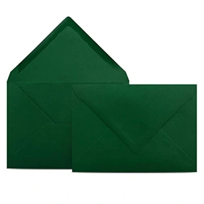 Image of COLOURS 4 YOU Envelopes, DIN C6, Dark Green, 11.4 x 16.2 cm, 80 g/m² Envelopes with Wet Glue, Pointed Flap, without Window, Pack of 100