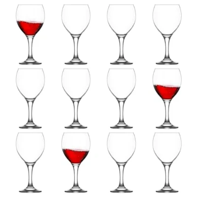 Image of LAV 12x 365ml Misket Red Wine Glasses Large Dishwasher Safe Glass Wedding Christmas Birthday Party Drinking Glassware Goblet Gift Set
