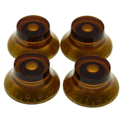 Image of KAISH Pack of 4 American Spec LP Guitar Bell Knobs 24 Fine Spline Top Hat for Les Paul with CTS Split Shaft Pots Amber