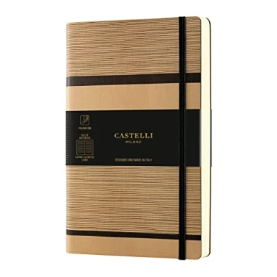 Image of Castelli Milano Tatami Beige Cappuccino Notebook 13x21 cm Stripe Flexible Cover 240 Pag