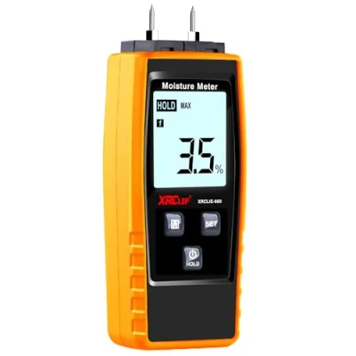 Image of Wood Moisture Meter, Firewood Meter for Drywall, Lumber, Logs Concrete, Carpet, Building Material, Hardwood Tester (Pin type)