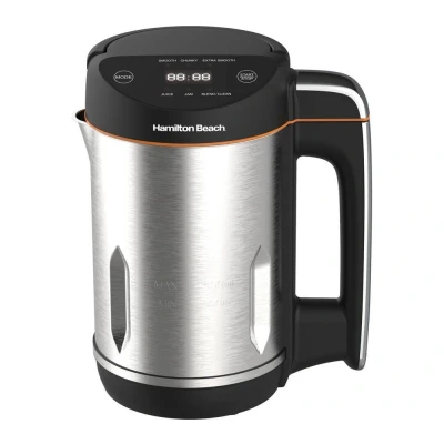 Image of Hamilton Beach Soup Maker Plus, Intelligent Control, 1.6L, 3 in 1, One Touch Angled Digital Display &amp; Timer, Overspill Sensor, Makes 4 Portions, Carry Handle, 1000W HBSM003J, Silver