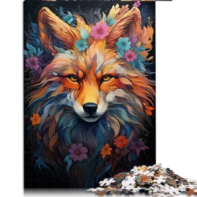 Image of Jigsaw Puzzles 1000 Pieces for Adults,Colorful psychedelic fantasy fox Wooden Puzzles,for Grownups &amp; Families,Colorful Designs Puzzle。Size: 50X75cm