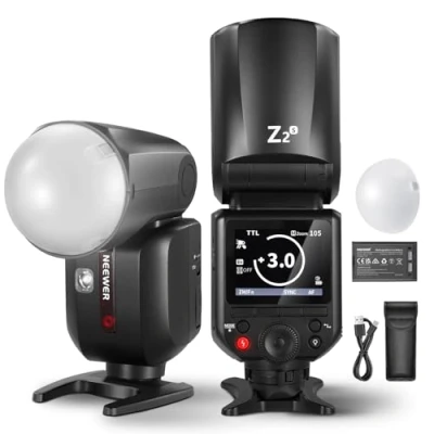 Image of NEEWER Z2 S 2.4G TTL Flash Round Head Speedlite Compatible with Sony Cameras 76W 1/8000s HSS, Diffuser 2 Modelling Lamps Better UI TTL/M Switch Button 3000mAh Battery 600 Full Power
