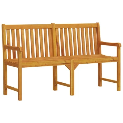Image of vidaXL Outdoor Garden Bench, 150 cm Long, Weather Resistant Solid Acacia Wood, Traditional Design, Oil Finished Surface for Easy Cleaning, Suitable Gardens and Patios