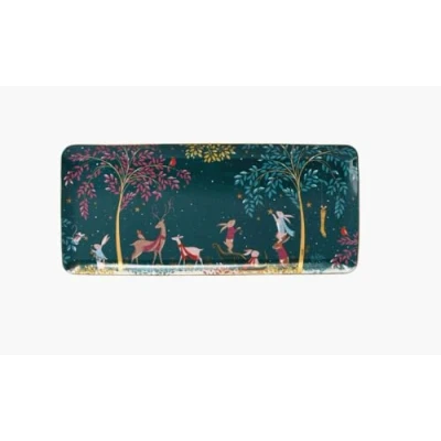 Image of Sara Miller Woodland Tales Collection Sandwich Tray Deer &amp; Robin
