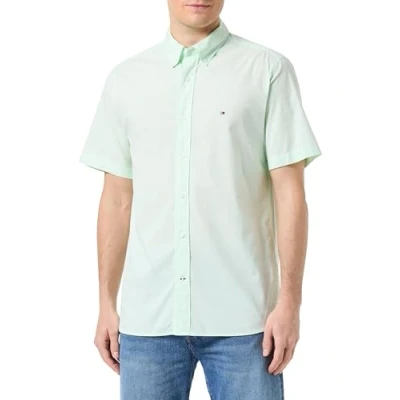 Image of Tommy Hilfiger Men Flex Gingham Rf Shirt S/S Casual Shirts, Green, L