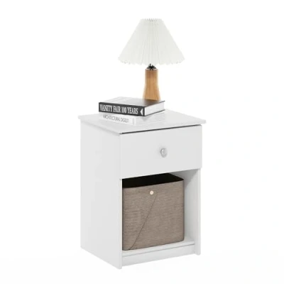 Image of Furinno Tidur Nightstand with One Drawer, White