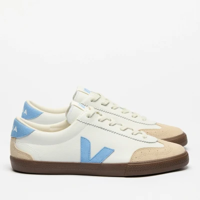 Image of Veja Volley Trainers, Men&#039;s, Size: 5.5, White/aqua/bark Leather