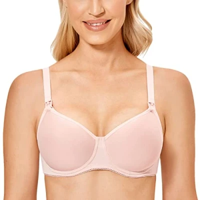 Image of Gratlin Women&#039;s Support Nursing Bras Padded Breastfeeding Underwired Plus Size Meternity Adobe Rose # 1 36H