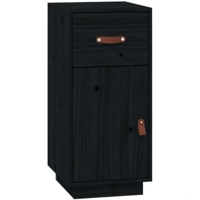 Image of vidaXL Sideboard Black 34x40x75 cm Solid Wood Pine