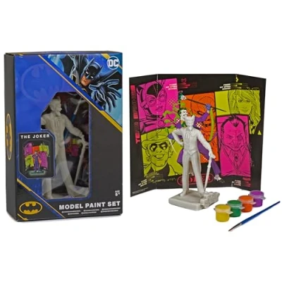 Image of RMS Paint Your Own Joker Kids DIY Model Painting Activity Kit Includes 4 Paints, Paintbrush, Stickers &amp; Backdrop for Ages 5+