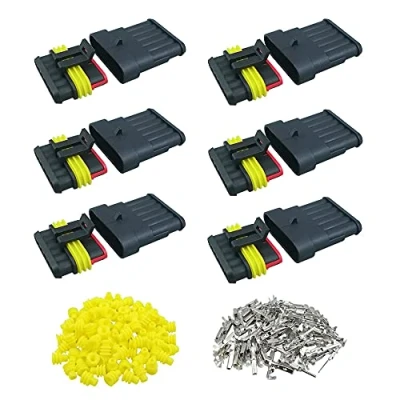 Image of QitinDasen 6 Set Pin Waterproof Car Electrical Connectors, Sealed Connector Plug Socket Kit, for Truck Boat