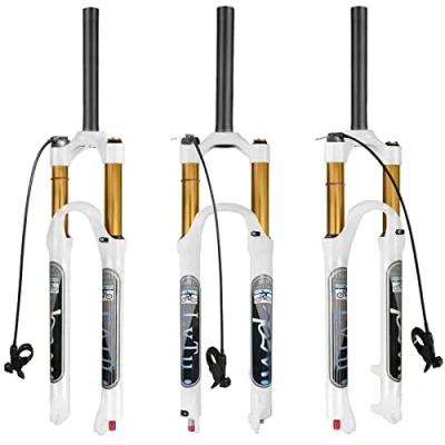 Image of LvTu 26/27.5/29 Inch Bike MTB Air Suspension Fork Tapered/Straight Steerer, Rebound Adjust Travel 120mm Ultralight Magnesium Alloy 9mm QR (Color : Straight Remote lock, Size 27.5)