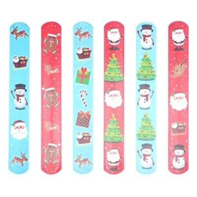 Image of Henbrandt 1x Christmas Snap Bracelets for Kids Winter Xmas Stocking Fillers Party Bag Favours Slap Bracelet Band Wristbands Boys and Girls