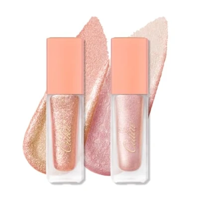 Image of Oulac Liquid Glitter Eyeshadow Set Pink Set, Shimmer &amp; Eyeliner, Blendable Eye Make up, Crease Resistant, Vegan (04/15)