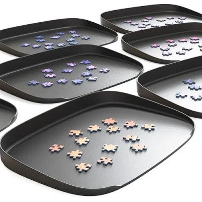 Image of Puzzlup Jigsaw Puzzle Trays with Lid Set of 6 34,5 x 25,1 CM Up to 1500 Pieces Sorting