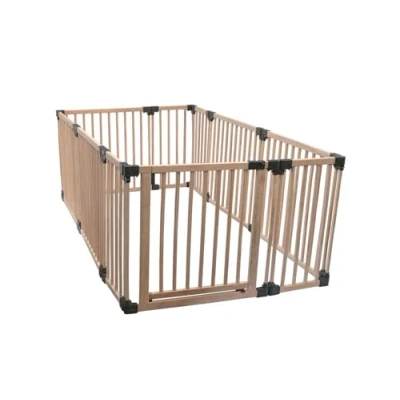 Image of Safetots Wooden Play Den, 120cm x 200cm, Natural Wood, Baby Playpen, Den for Toddlers, Rectangular Pen, Easy Installation