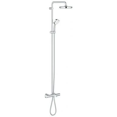Image of GROHE New Tempesta Cosmop. System Shower with Bath Thermostat for Wall Mounting Chrome 26223001