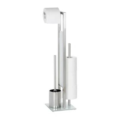 Image of WENKO 21564100 Free standing toilet brush Rivalta Stainless steel, 18 x 70 23 cm, Matt