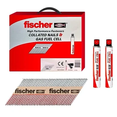 Image of Fischer Galvanised Frame Nail (GVZ) with Ring Shaft FF NFP 75 x 2.8 mm + 2 Gas Cartridges 1 Set 534706