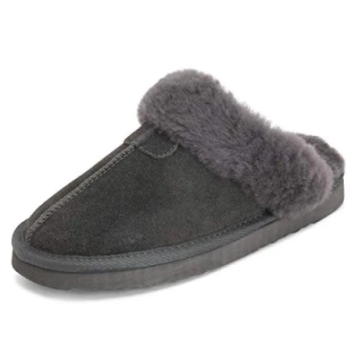 Image of Polar Womens Real Suede Australian Winter Warm Mules 5 GRE38 YC0216 Grey