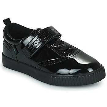 Image of Kickers Junior Girl&#039;s Tovni Brogue Black Leather School Shoes, Patent Black, 2.5 UK