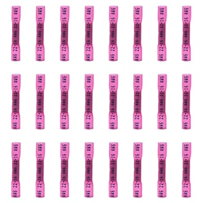 Image of Ruidee 100 Pcs Heat Shrink Butt Connectors Terminals，Insulated Waterproof Wire Connector ，Marine Automotive Electrical Crimp Splice Terminal 22 16 AWG Red/URTH