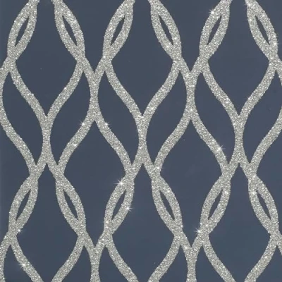 Image of Arthouse Sequin Trellis Navy/Silver Wallpaper 921804
