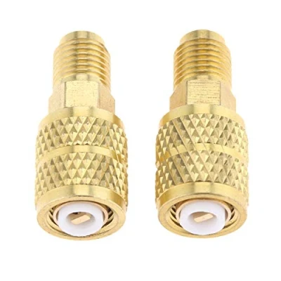 Image of gohantee 2 Pcs R410A Straight Swivel Adapters, 5/16&quot; SAE Female x 1/4&quot; Male Air Conditioner Adapter for Mini Split System A/C, HVAC and Refrigeration Service