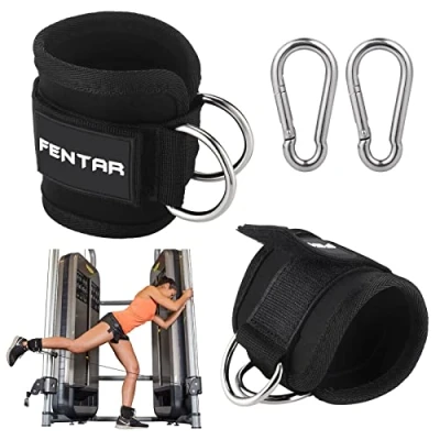 Image of Fentar 2 Pcs Adjustable Ankle Straps for Cable Machine, Comfortable Gym Strap, Double D Ring Cuff Straps, Fitness Leg Exercise Attachment
