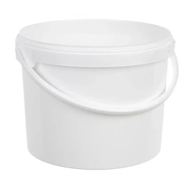 Image of Pack of 5 x 10 Litre White Round Plastic Bucket with Lid &amp; Handle