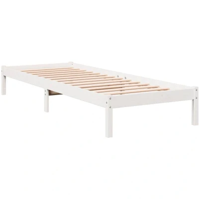 Image of vidaXL Extra Long Bed Frame without Mattress White 100x220 cm Solid Wood Pine