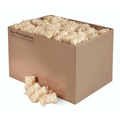 Image of TOPLINE Eco Natural Wood Wool Firelighters Box of 300 High Performance Odorless Approx 4kg Fire Lighters for Burners, Pizza Oven, BBQ Kamado&#039;s, Open and more